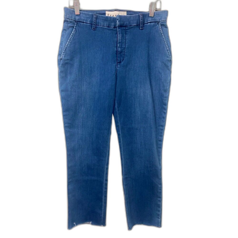 Frank & Eileen Jeans Wicklow Italian Denim Chinos Cropped Raw Hem Womens Size 10